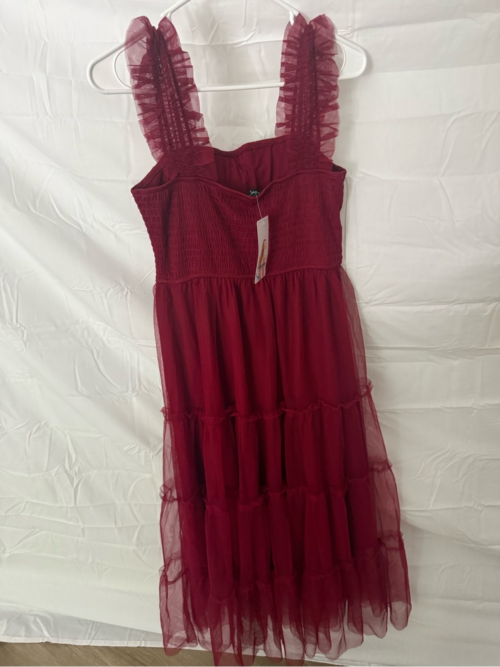 Red Ruffled Tulle Dress - Picture 2 of 3